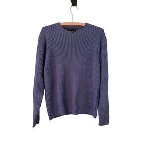 Tommy Hilfiger Women’s size SP Periwinkle Blue Cable Crew Sweater 100% Cotton